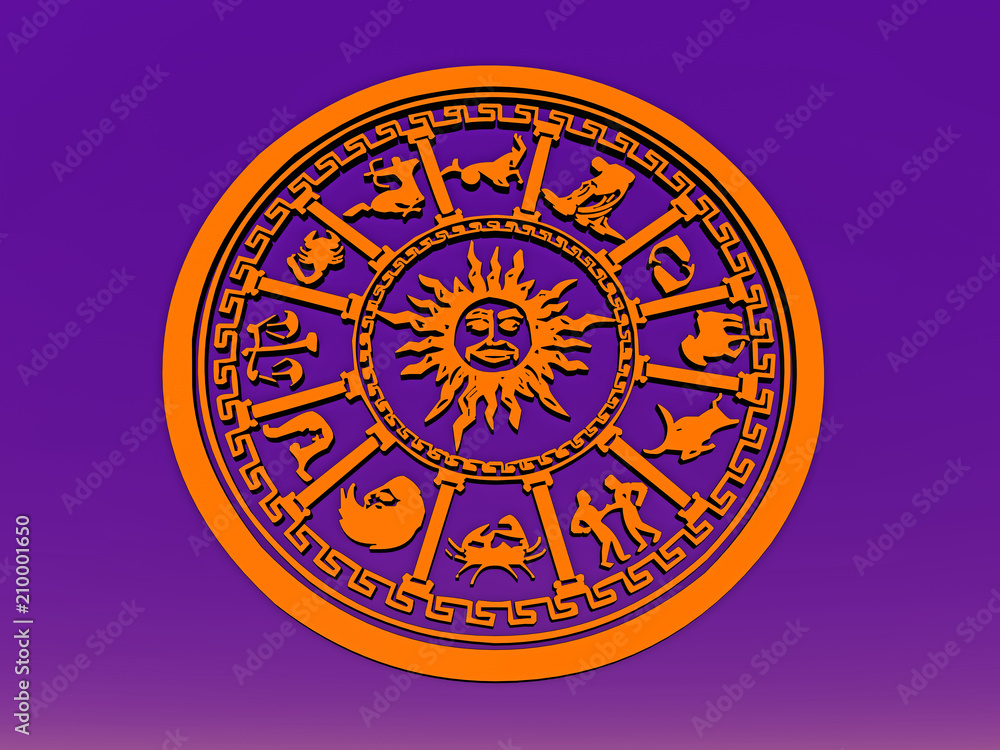 Scheibe mit astrologischen Symbolen