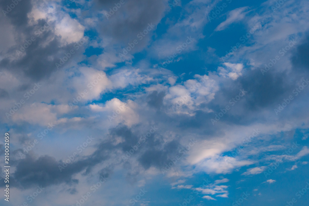 Beautiful sky with clouds in early May