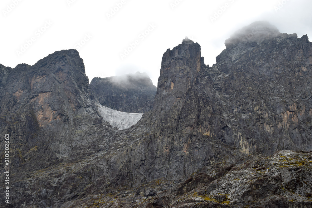 Obraz premium Mount Stanley in the Rwenzori Mountains seen from Elena Hut, Uganda