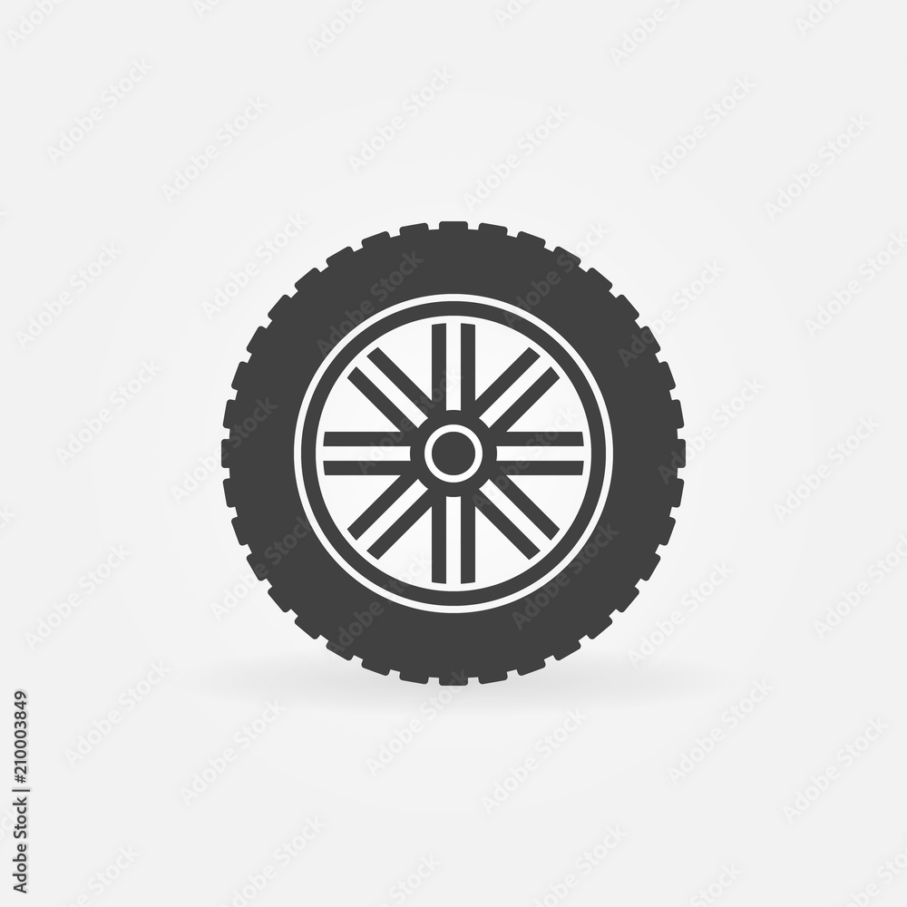 Car wheel with tyre vector modern icon or logo element Car wheel with tyre vector modern icon or logo element