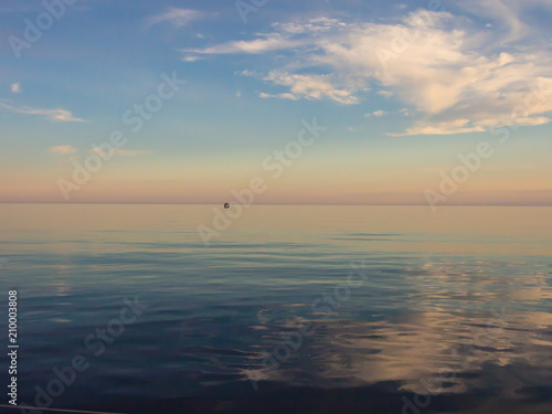 Beautiful sunset in Adriatic sea, Montenegro, captured from a sailing boat