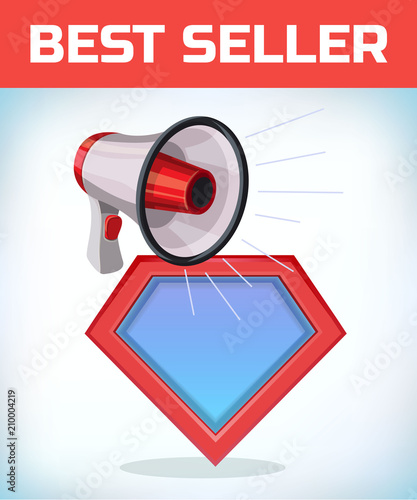Superhero icon - Superhero logo. Super hero shield with megaphone or bullhorn for amplifying the voice for protests rallies or public speaking