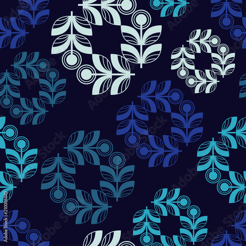 Seamless background with decorative leaves. Flower mosaic. Textile rapport.