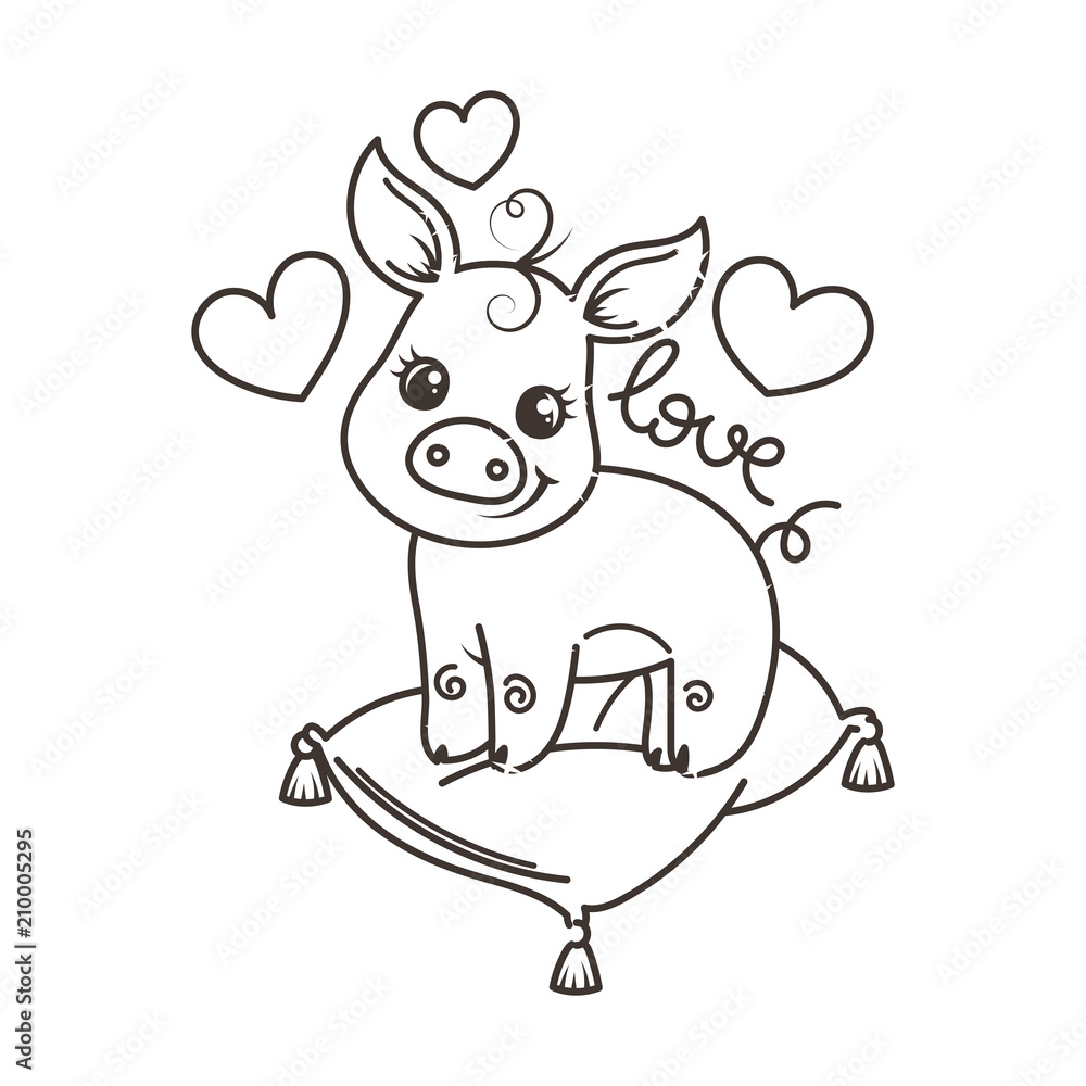 Cute cartoon baby pig in a cool rainbow glasses Cute cartoon baby pig in a cool rainbow glasses