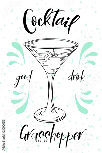 Wallpaper Mural Vector dring poster. Cocktail Grasshopper for restaurant and cafe. Hand drawn illustration Torontodigital.ca