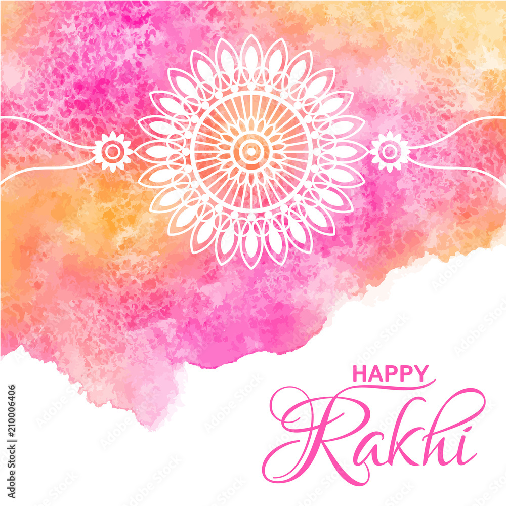 Raksha Bandhan vector greeting card design with watercolor background ...