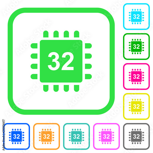 Microprocessor 32 bit architecture vivid colored flat icons