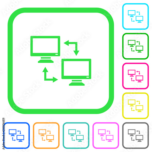 Data syncronization vivid colored flat icons
