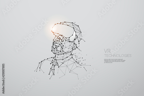 The particles, geometric art, line and dot of VR technology
