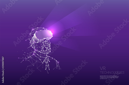 The particles, geometric art, line and dot of VR technology