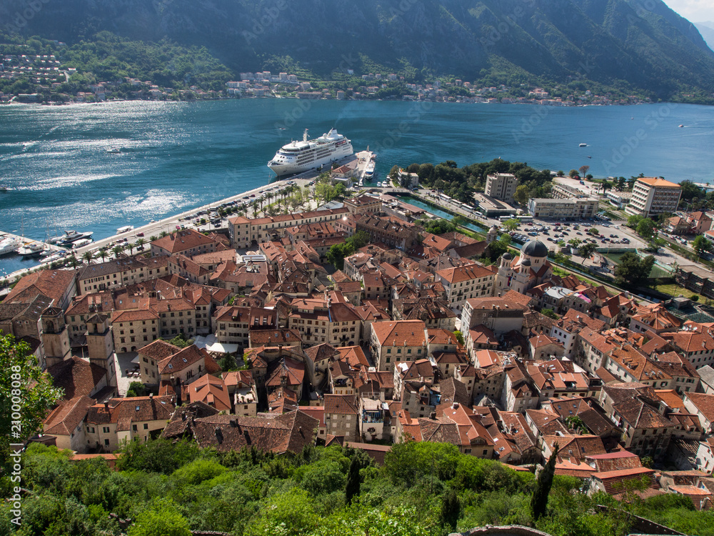 Kotor panorama from the fortress on the top of the hill