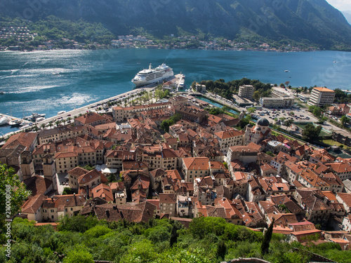 Kotor panorama from the fortress on the top of the hill
