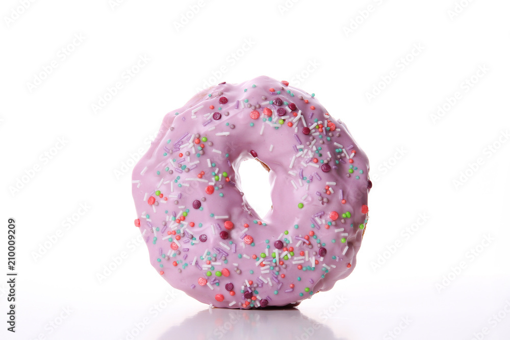 Pink donut isolated on white Pink donut isolated on white