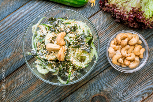 Vegetarian noodles with cucumber