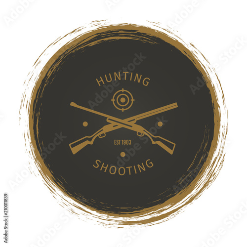 Grunge hunt club logo with rifle