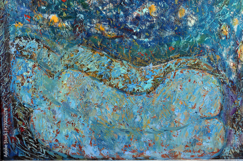 Fotografie oil painting in blue