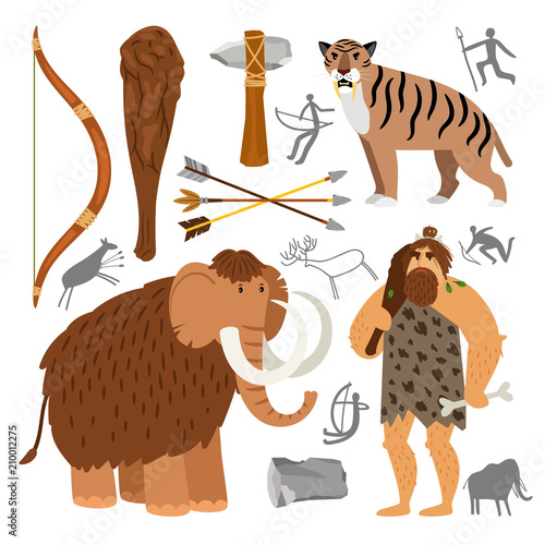 Stone age neanderthal caveman icons