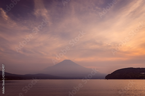 Mountain Fuji with reflection at Lake Yamanakako in sunset © torsakarin
