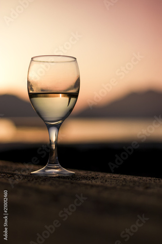 white wine on the sky background with clouds