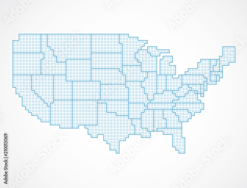 United states blank map with borders