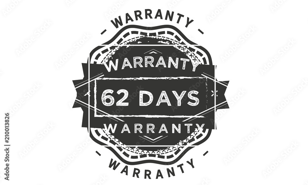 62 days warranty icon vintage rubber stamp guarantee