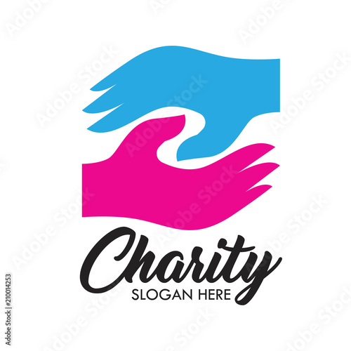 charity and care logo, emblems and insignia with text space for your slogan / tagline. vector illustration