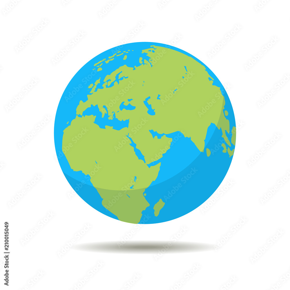 Earth icon. Globe planet symbol in flat style. Vector.