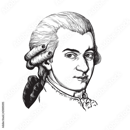 Wolfgang Amadeus Mozart. Vector portrait. photo