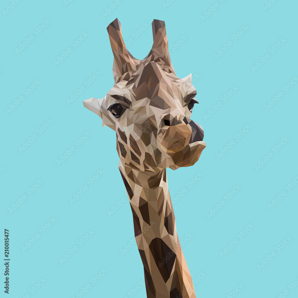 Naklejka Konstrukcja Low Poly Giraffe. Ilustracja wektorowa trójkąta.
