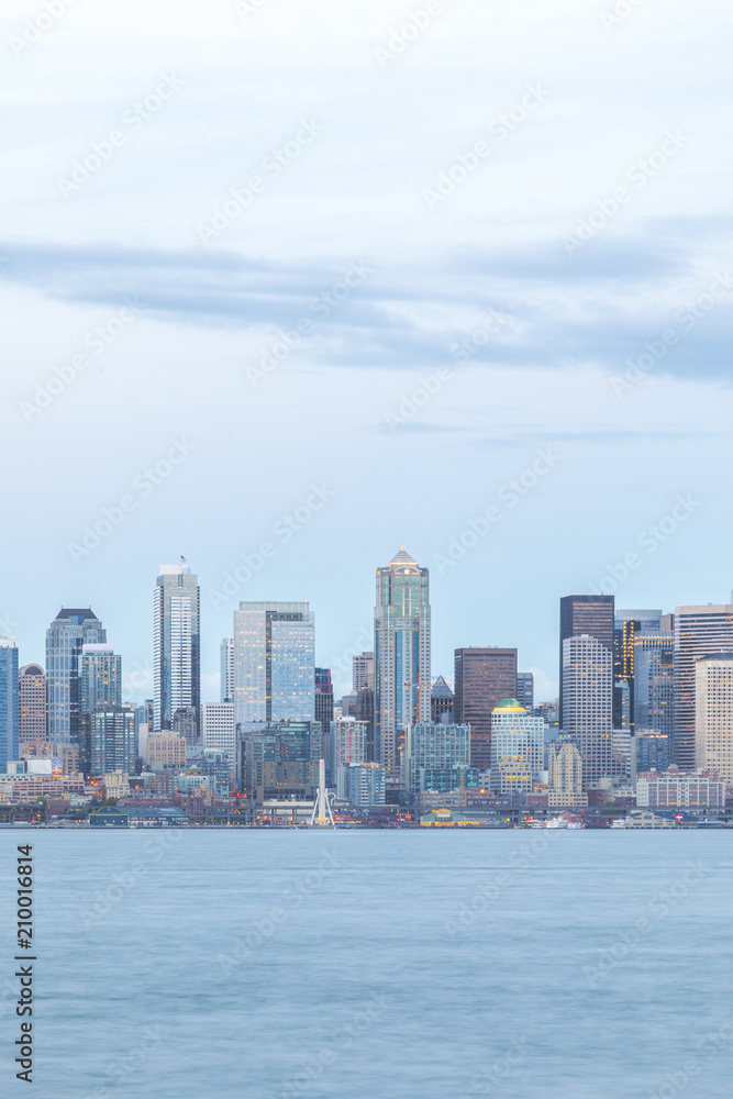 USA, Washington State, Seattle, Skyline in the evening USA, Washington State, Seattle, Skyline in the evening