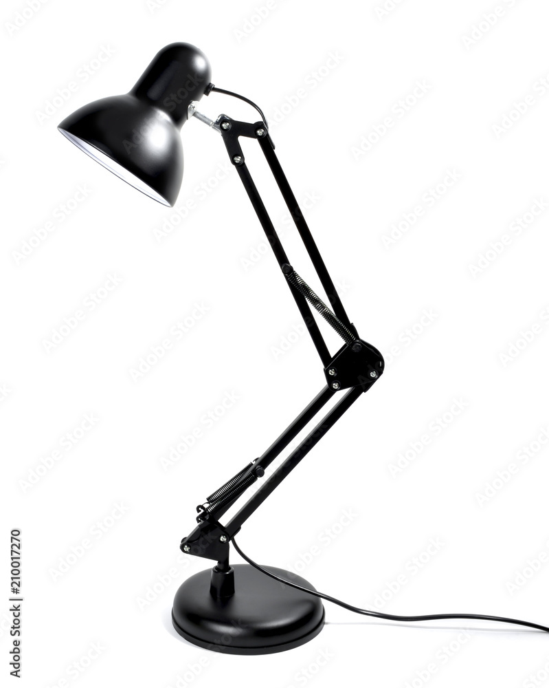 Schadelijk Algebra roman Metal desktop lamp, black lamp, isolated on white background. Design lamp,  working place or business equipment, single object. Stock Photo | Adobe  Stock