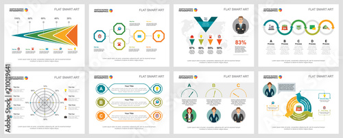 Colorful finance or management concept infographic charts set. Business design elements for presentation slide templates. For corporate report, advertising, leaflet layout and poster design.