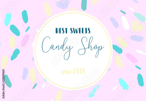 Artistic banner brush stroke candy shop