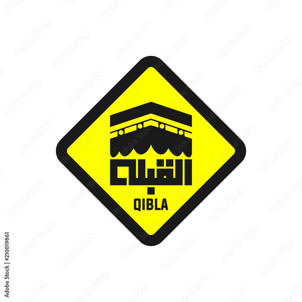 qibla sign, qibla icon, muslim prayer direction, Kaaba direction, mecca