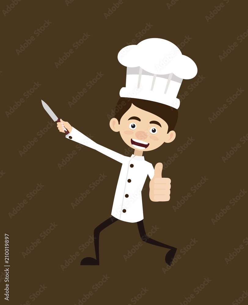 Chef Vector Illustration Design - with knife Chef Vector Illustration Design - with knife