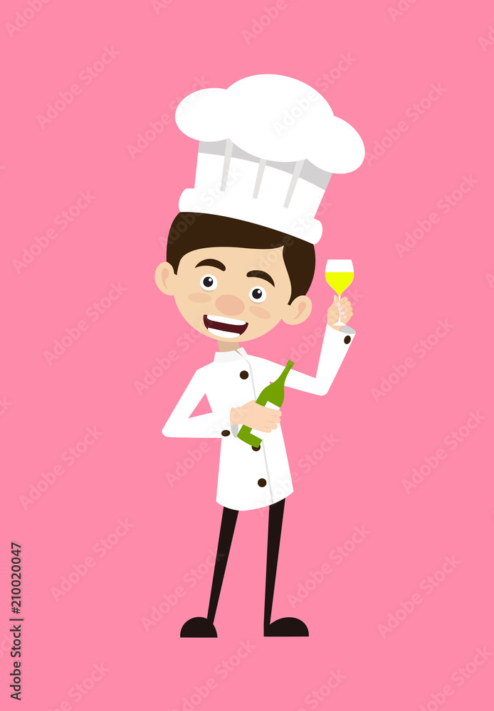 Chef Vector Illustration Design - serving wine Chef Vector Illustration Design - serving wine