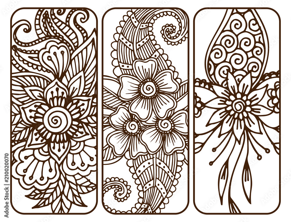 Henna tattoo mehndi flower doodle ornamental decorative indian design  pattern paisley arabesque mhendi embellishment banner vector. Stock Vector  | Adobe Stock