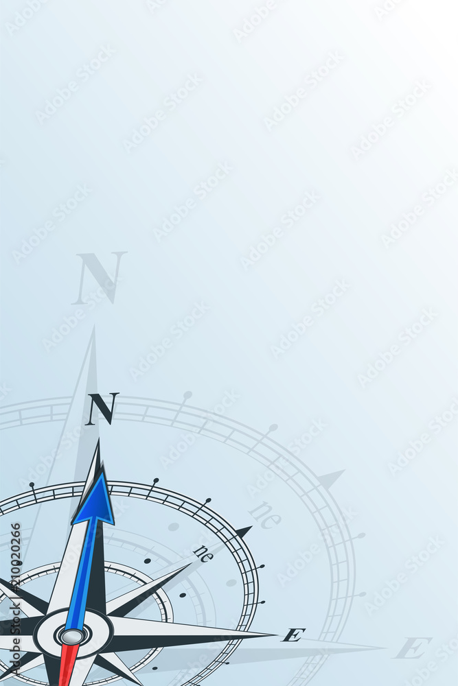 Compass north background vector illustration. Arrow points to north. Compass on a blue background. Compass illustrations can be used as background. Flat background with copy space. Travel concept. Compass north background vector illustration. Arrow points to north. Compass on a blue background. Compass illustrations can be used as background. Flat background with copy space. Travel concept.