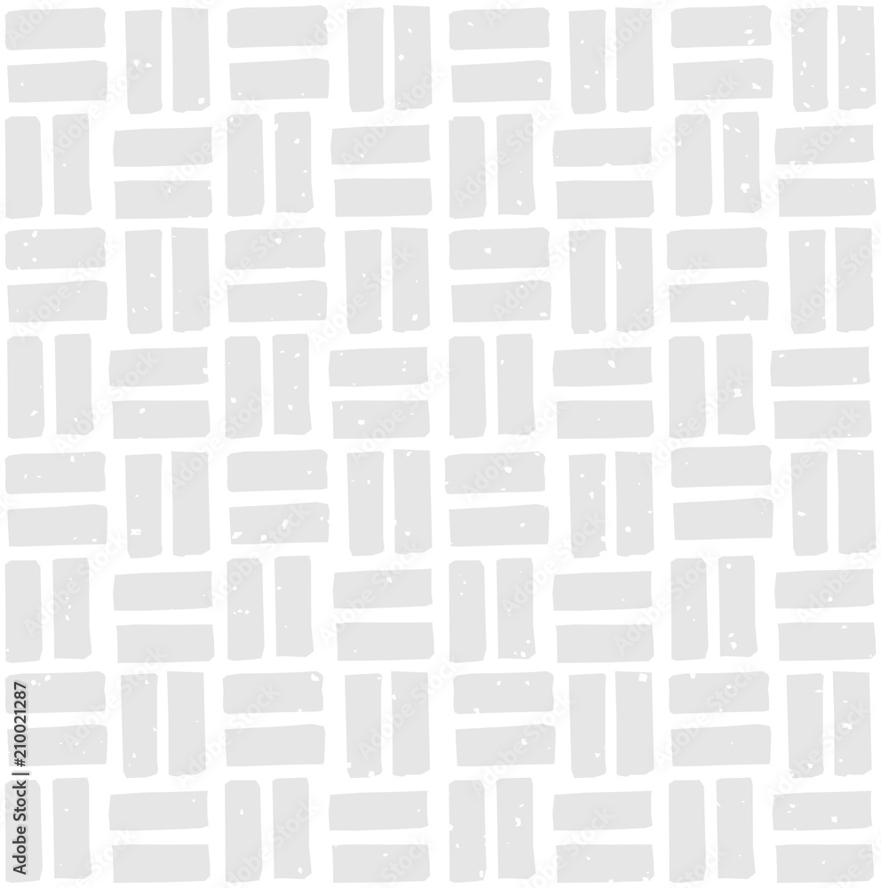 Block print seamless pattern with perpendicular rectangles. Paving stone pattern with removable vintage texture