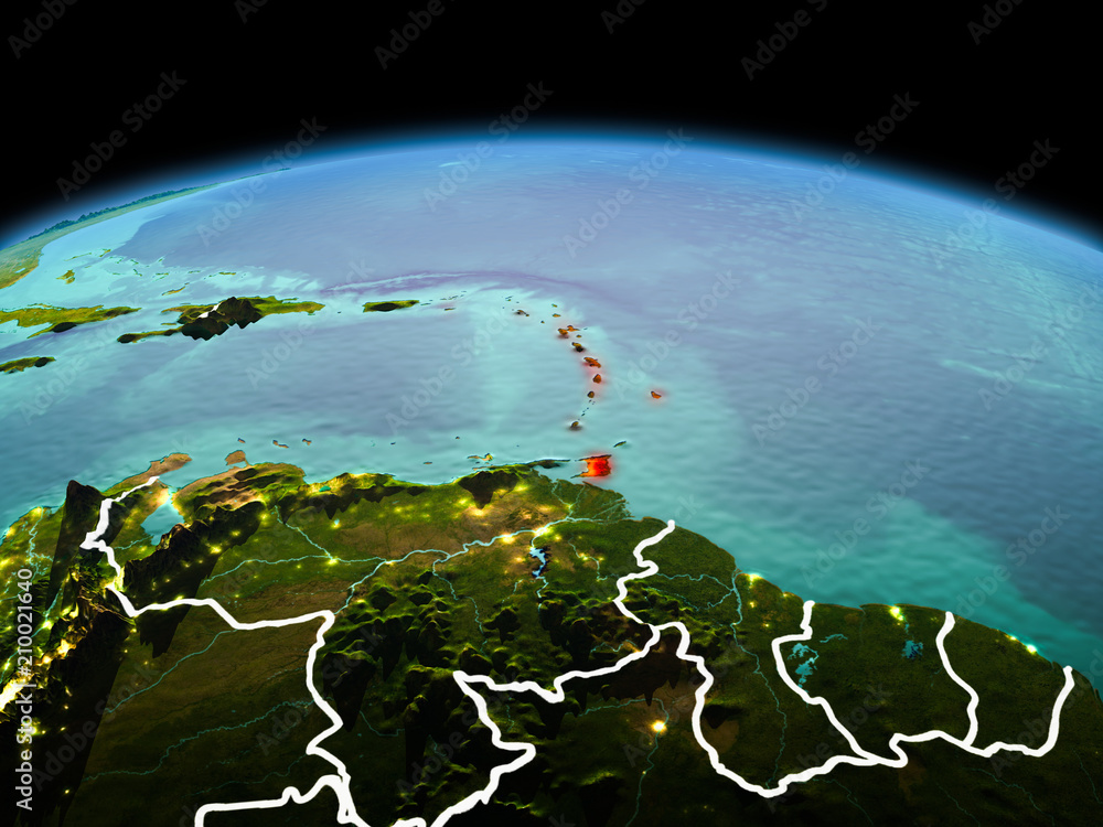 Fototapeta premium Caribbean on planet Earth in space