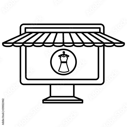 electronic commerce with monitor computer vector illustration design