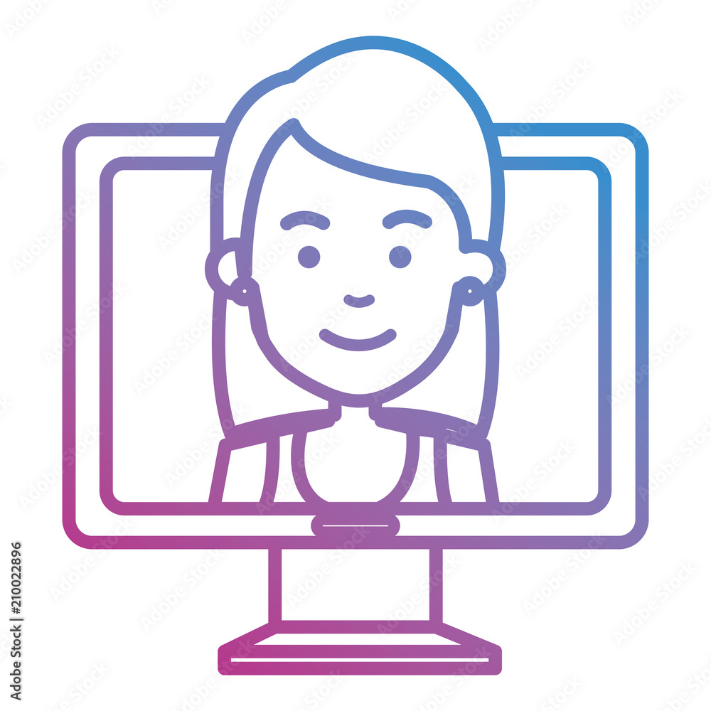 woman with computer icon vector illustration design woman with computer icon vector illustration design