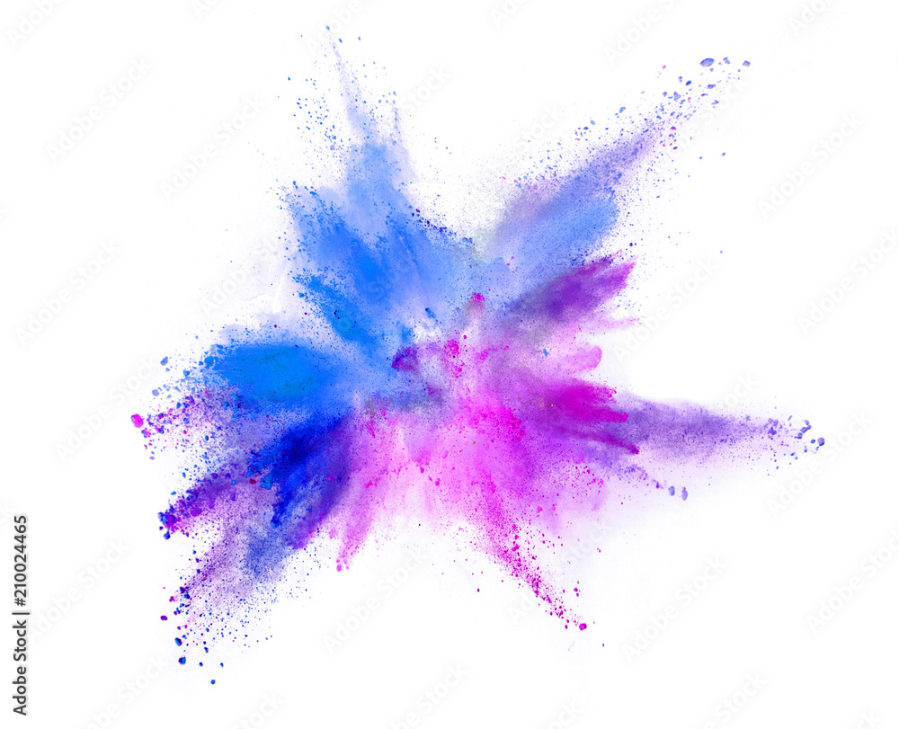 Explosion of coloured powder on white background Explosion of coloured powder on white background