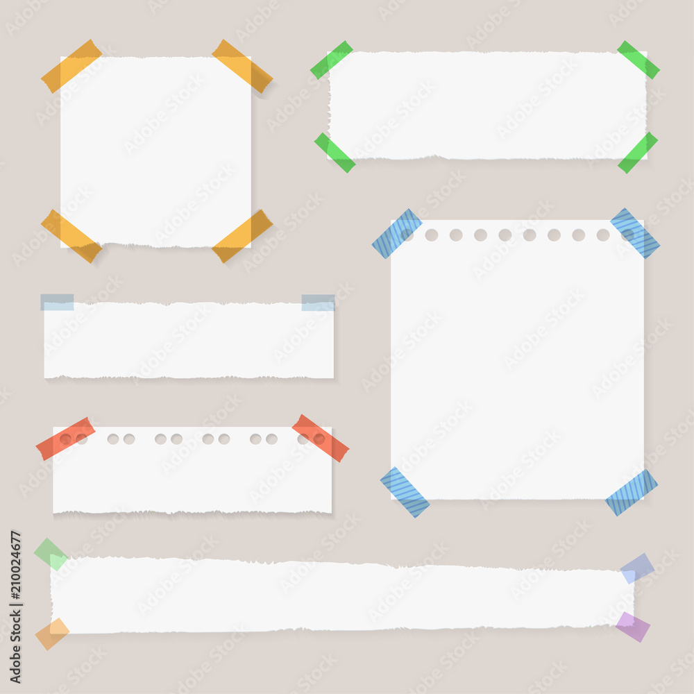 Vector Collection of Torn Papers, Memo Stickers on Transparent Background,  Taped Pages. vector de Stock | Adobe Stock