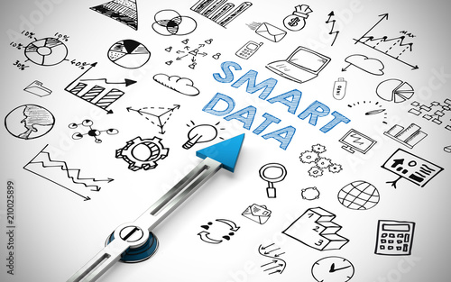 Smart Data auf Kompass mit Icons photo