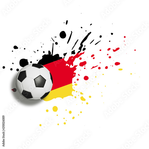 Fu  ball Hintergrund mit Ball und Deutschland Fahne