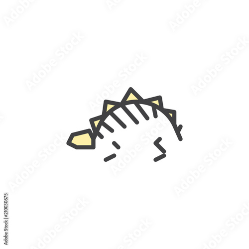 Dinosaur remains fossil filled outline icon, line vector sign, linear colorful pictogram isolated on white. Dinosaur skeleton symbol, logo illustration. Pixel perfect vector graphics