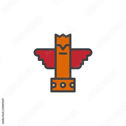 Eagle totem filled outline icon, line vector sign, linear colorful pictogram isolated on white. Ancient totem symbol, logo illustration. Pixel perfect vector graphics