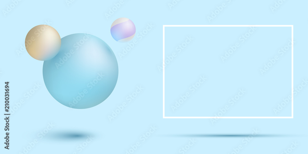 Blue background with frame and color 3d balls. Blue background with frame and color 3d balls.