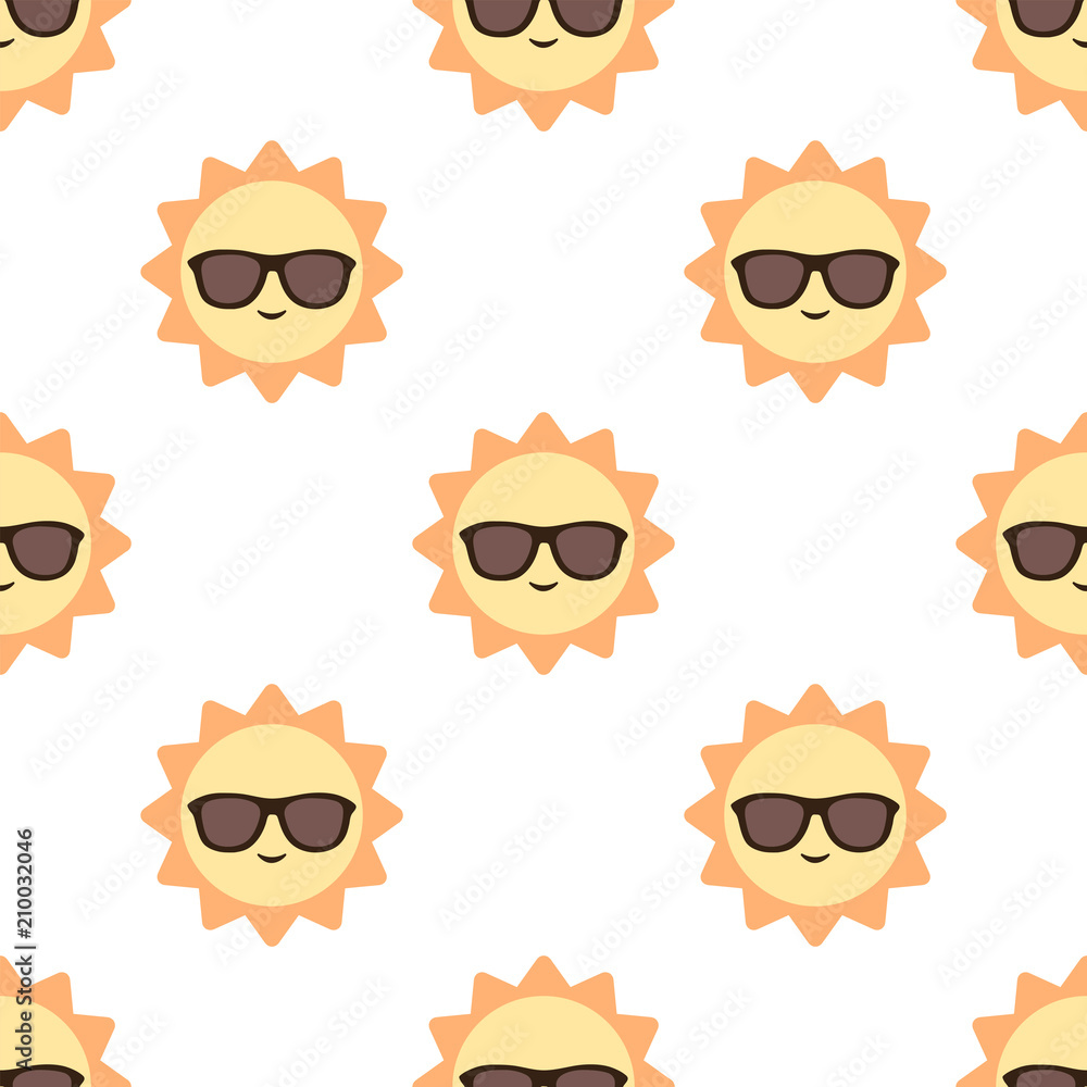 Sun with sunglasses pattern Stock Vector | Adobe Stock